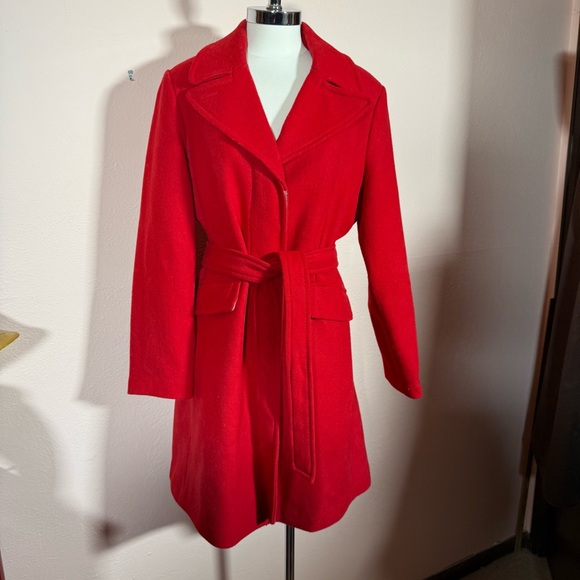 Kate Spade New York Red Wool Wrap Tie front Long coat winter - Picture 1 of 17